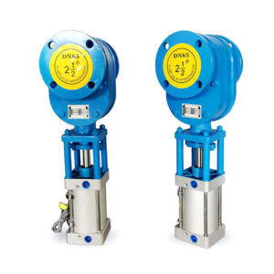 Pneumatic ceramic swing double gate valve
